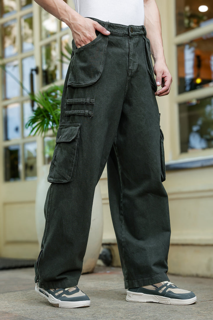 Olive Dyed Cargo Pants