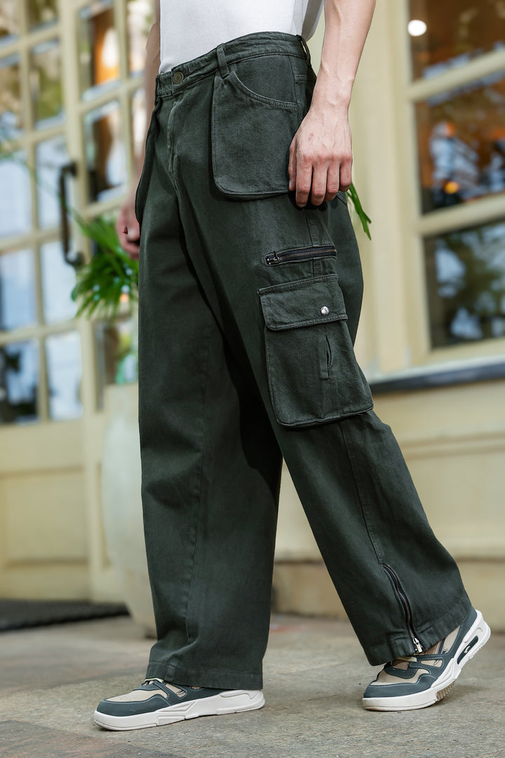 Olive Dyed Cargo Pants