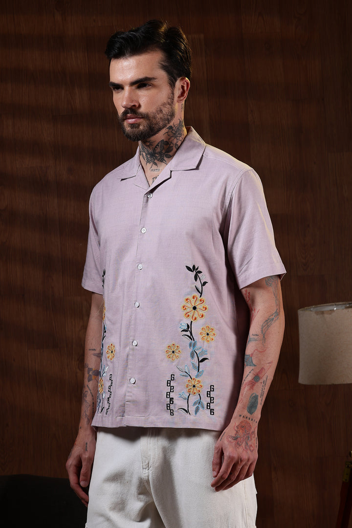 Sparkler Embroidery cuban Shirt