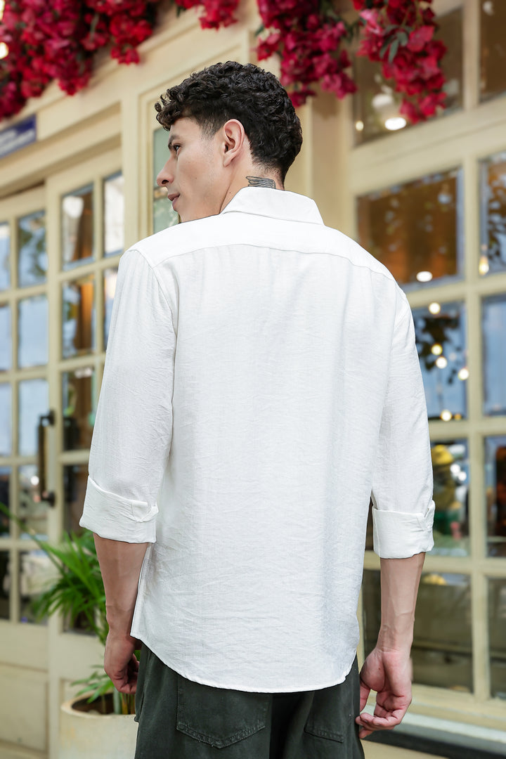 Flourish Embroidery Textured Fabric Shirt