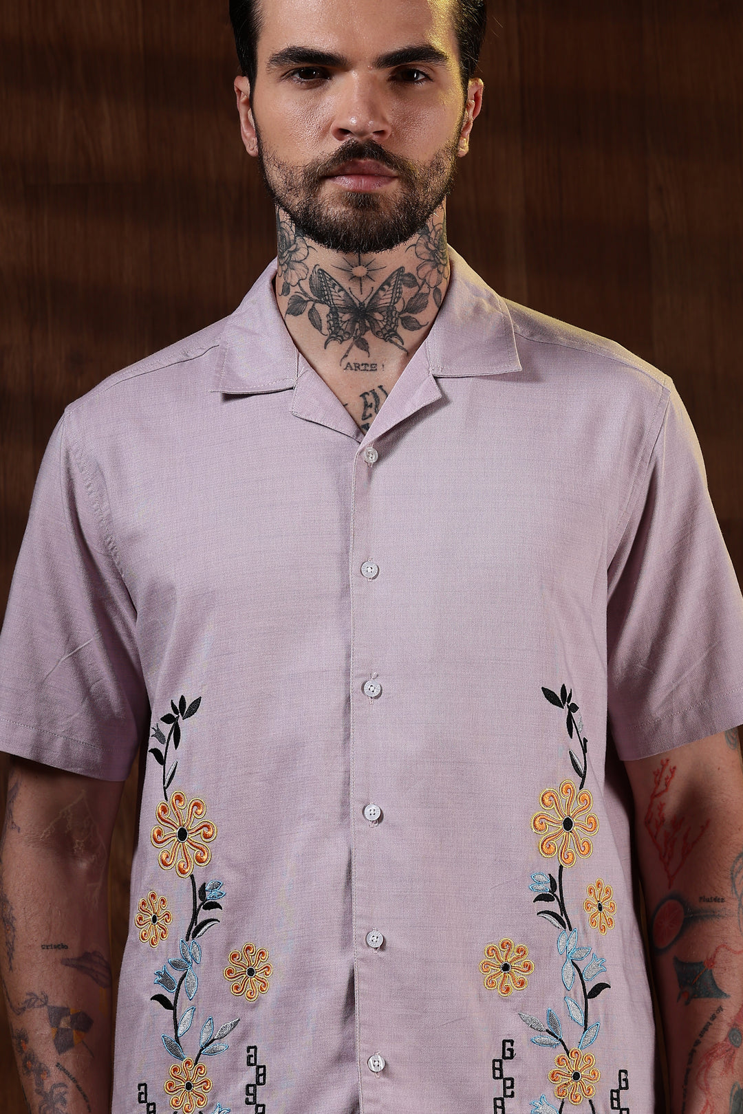 Sparkler Embroidery cuban Shirt