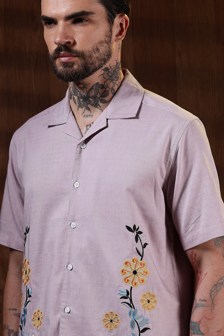 Sparkler Embroidery cuban Shirt