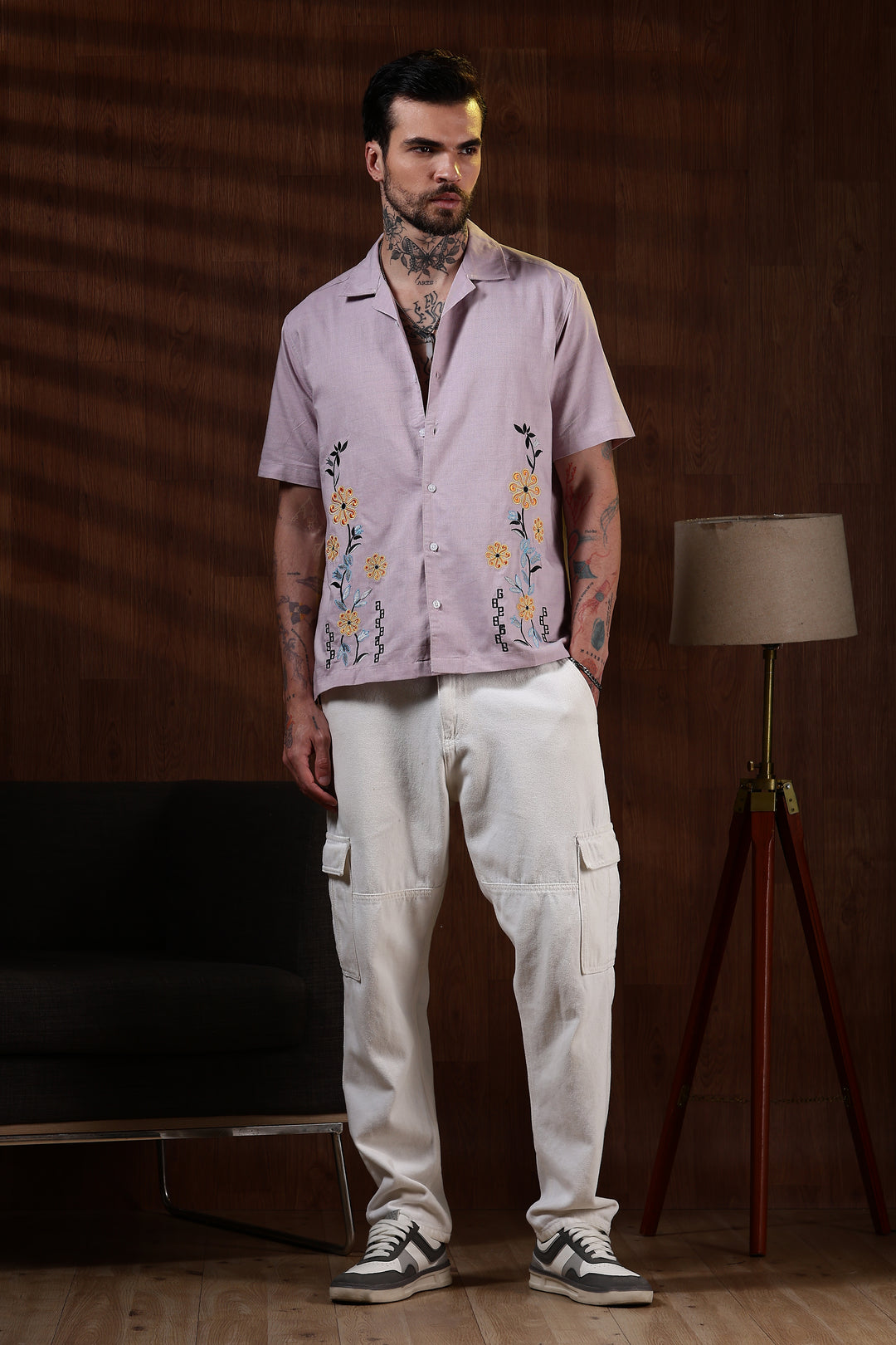 Sparkler Embroidery cuban Shirt