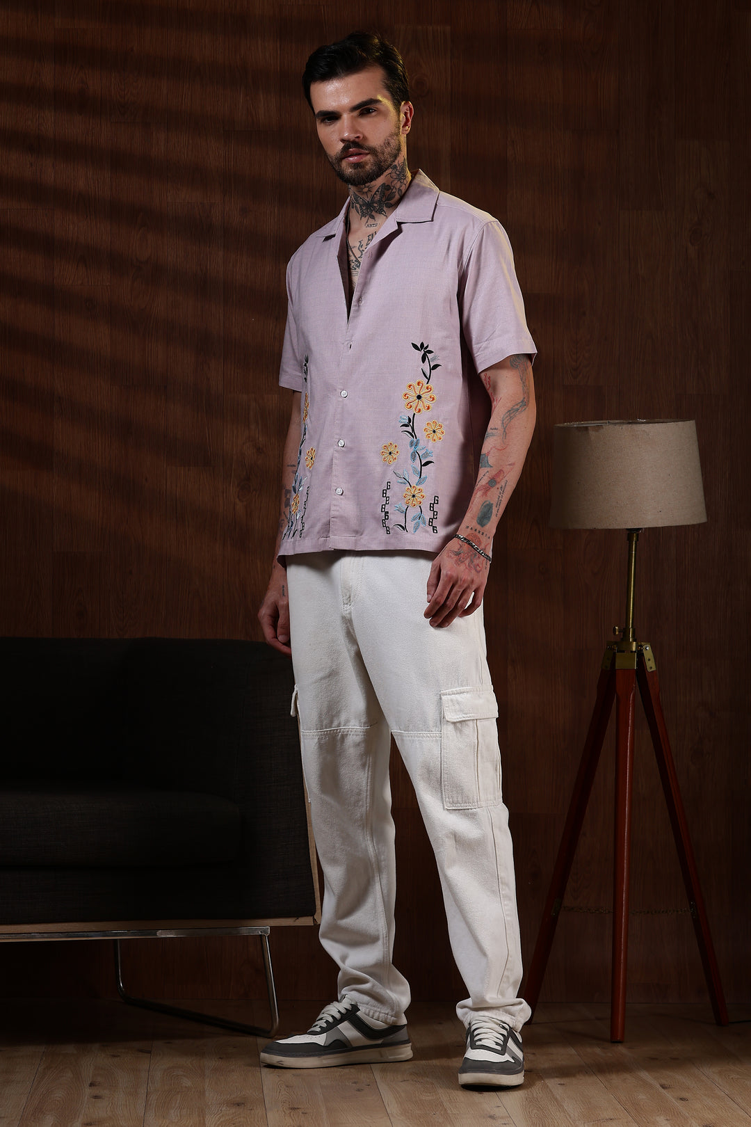 Sparkler Embroidery cuban Shirt