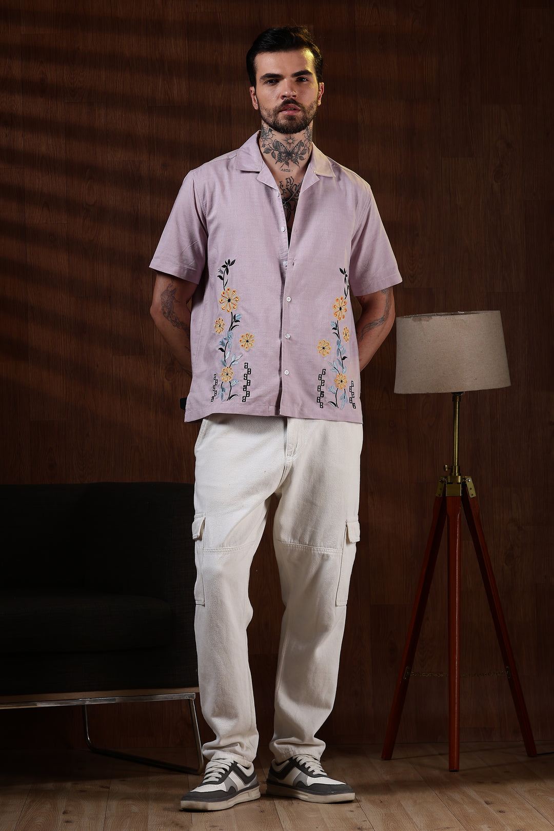 Sparkler Embroidery cuban Shirt