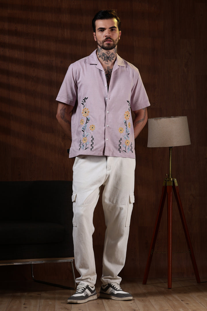 Sparkler Embroidery cuban Shirt