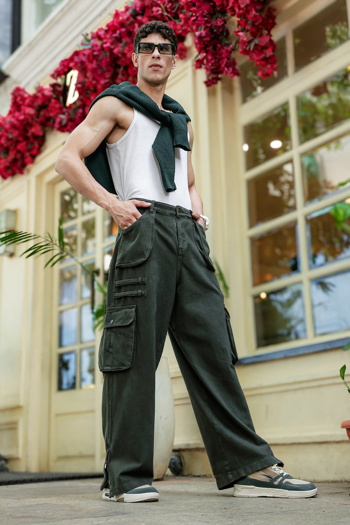 Olive Dyed Cargo Pants