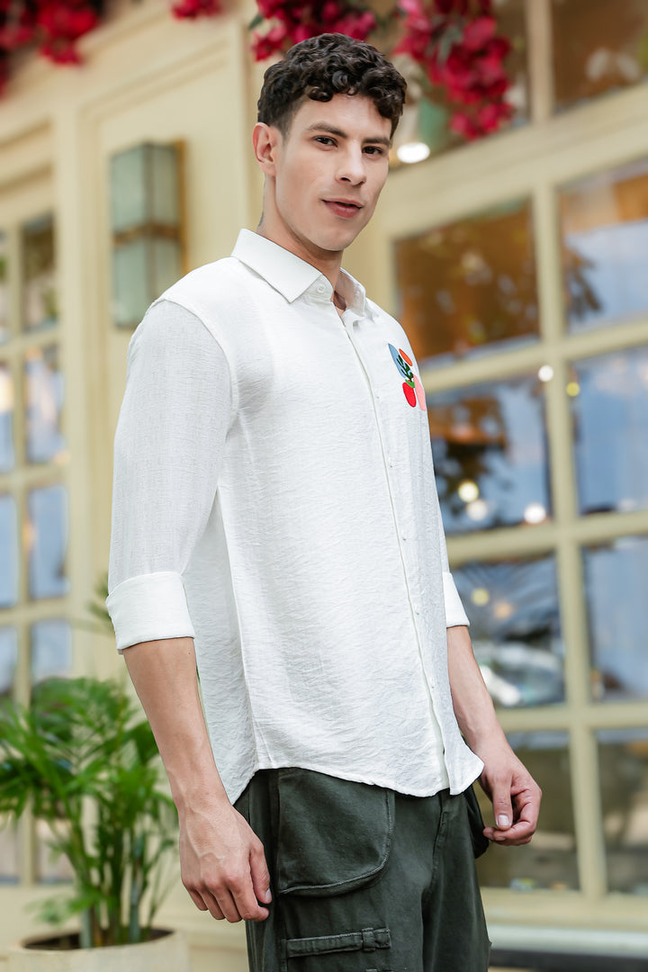 Abstract Sea Embroidery Textured fabric Shirt