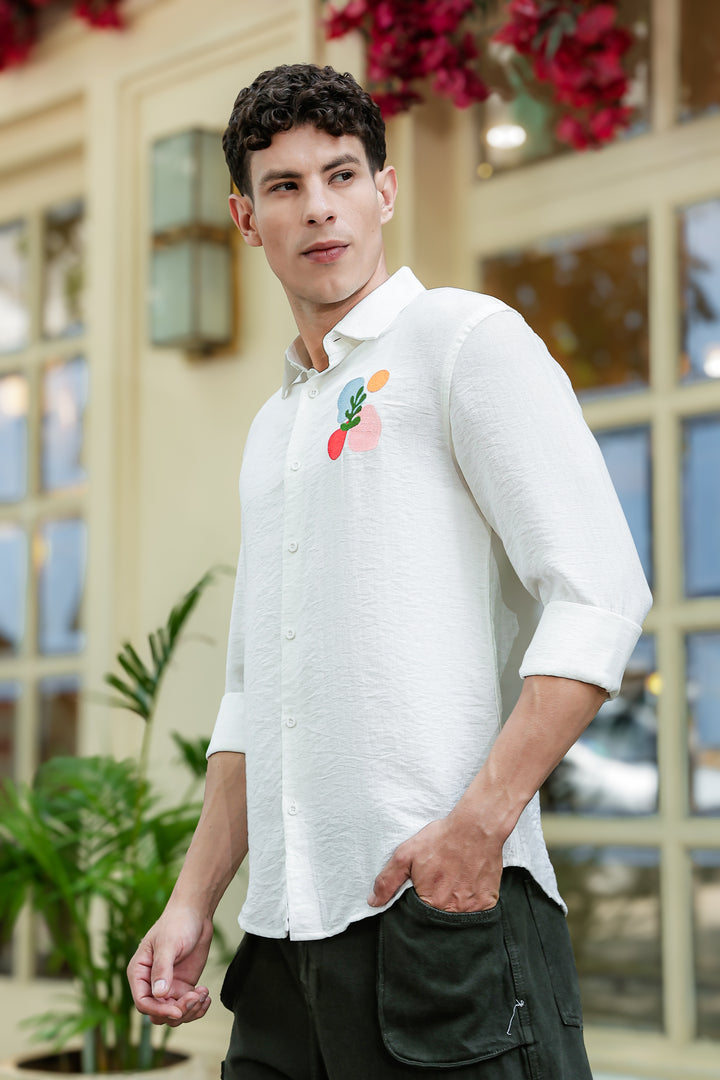 Abstract Sea Embroidery Textured fabric Shirt