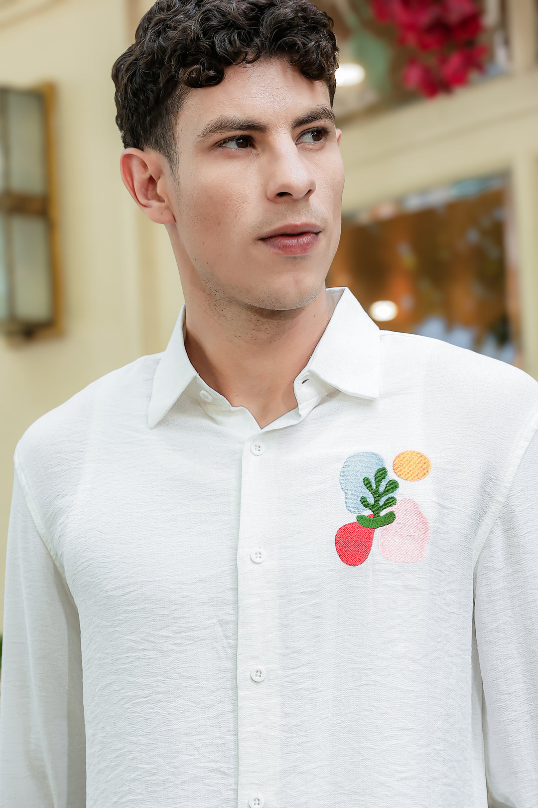 Abstract Sea Embroidery Textured fabric Shirt