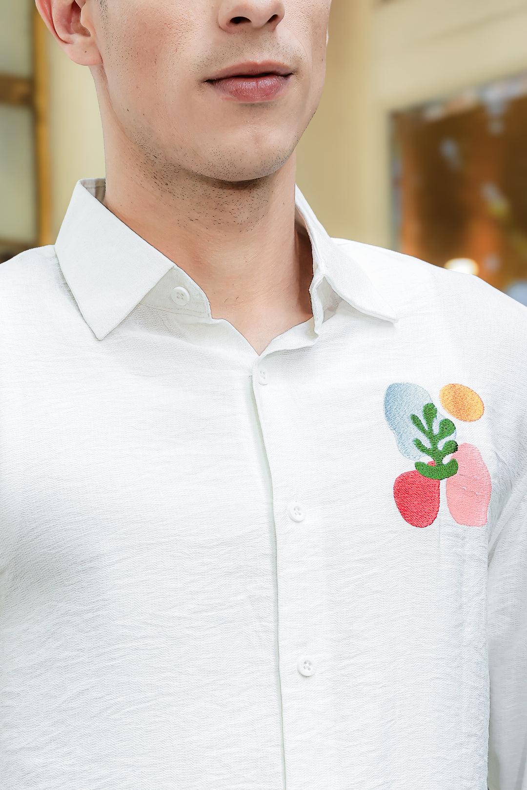 Abstract Sea Embroidery Textured fabric Shirt