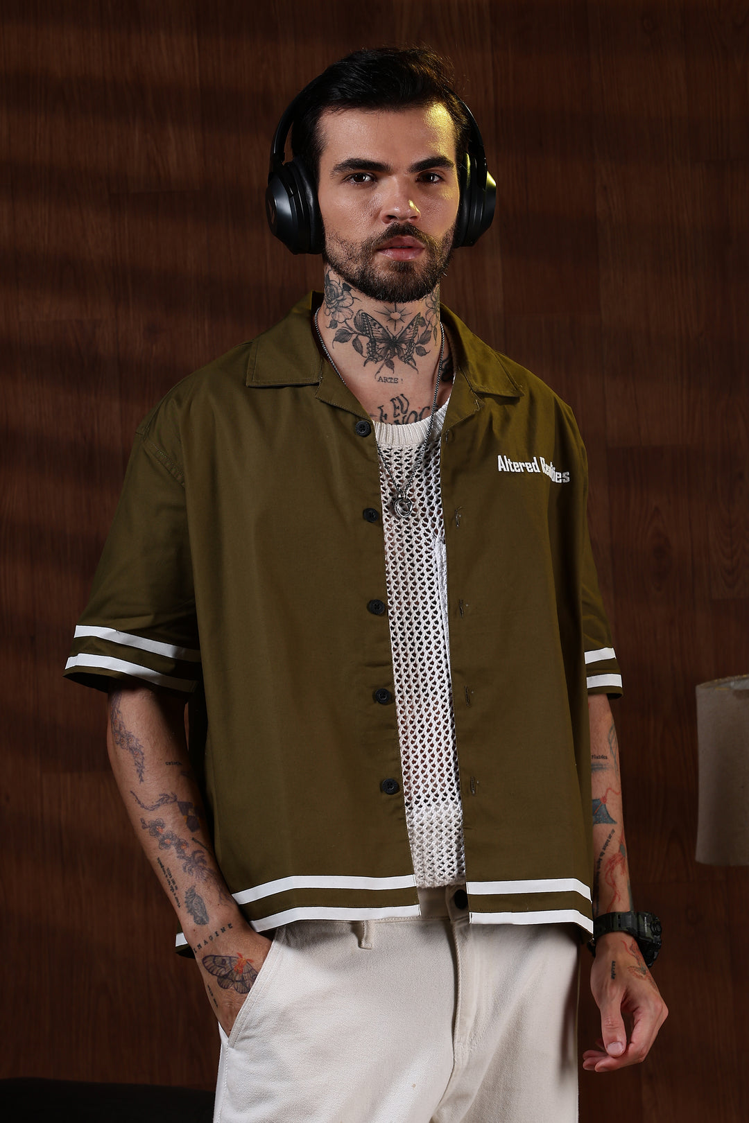 Altered Realities: Olive Embroidery Oversized Shirt