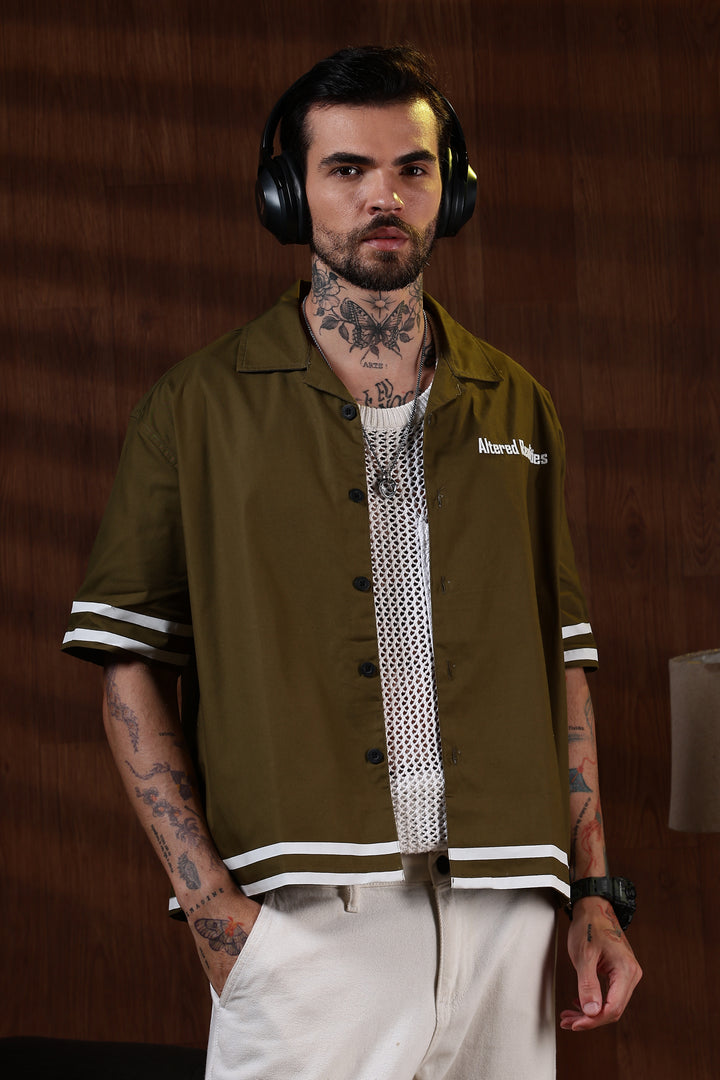 Altered Realities: Olive Embroidery Oversized Shirt