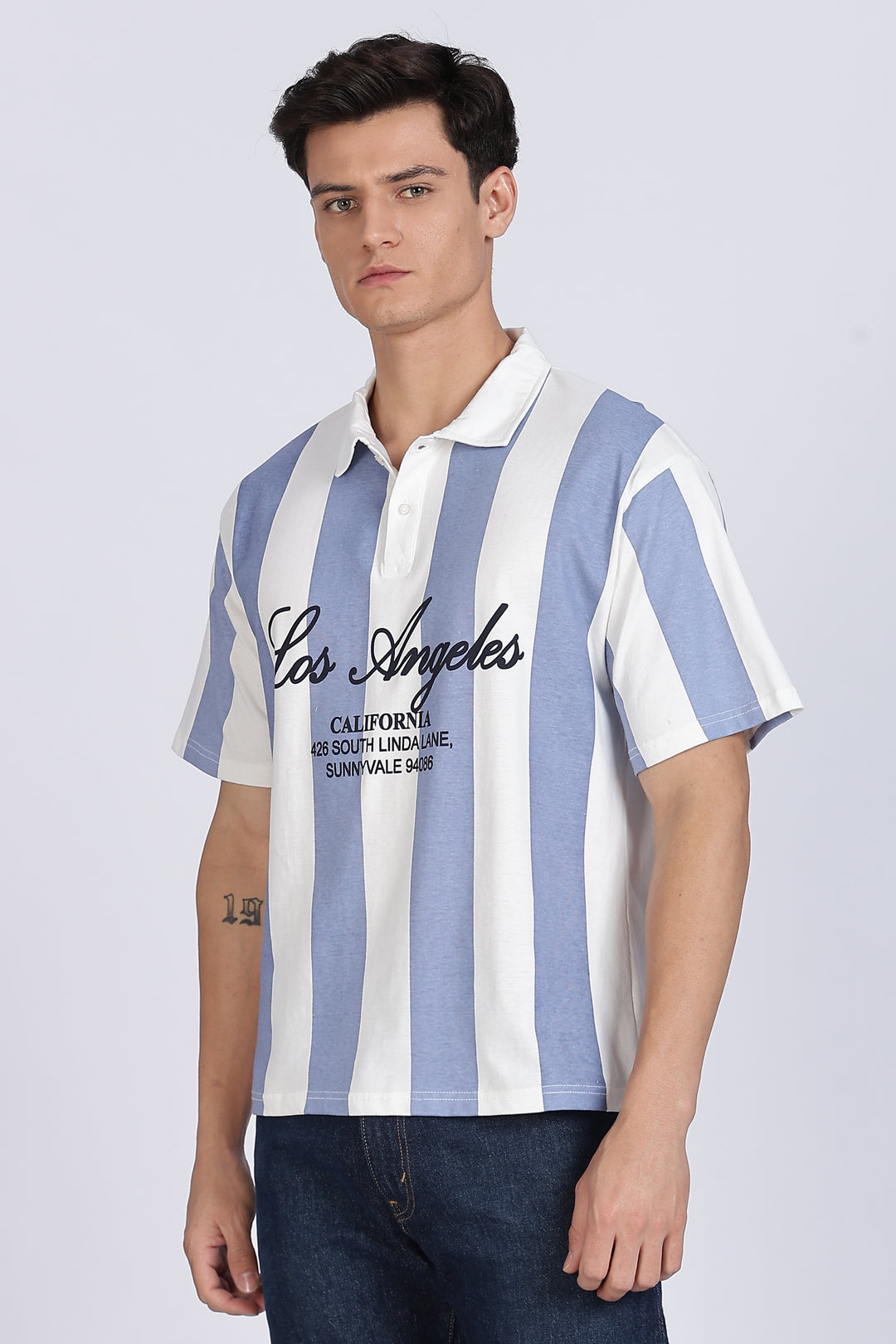 Los Angeles: Oversized Stripes Polo Shirt