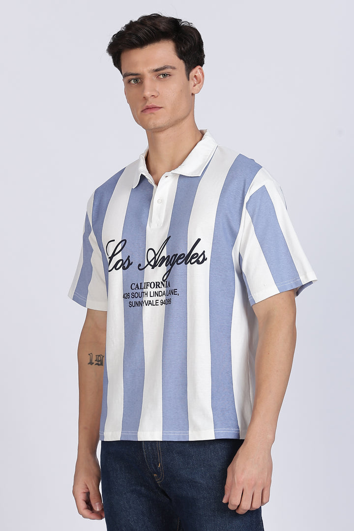 Los Angeles: Oversized Stripes Polo Shirt