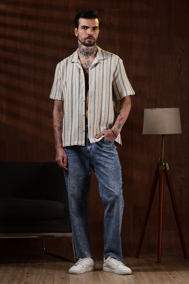 Blue Streak Crochet Shirt