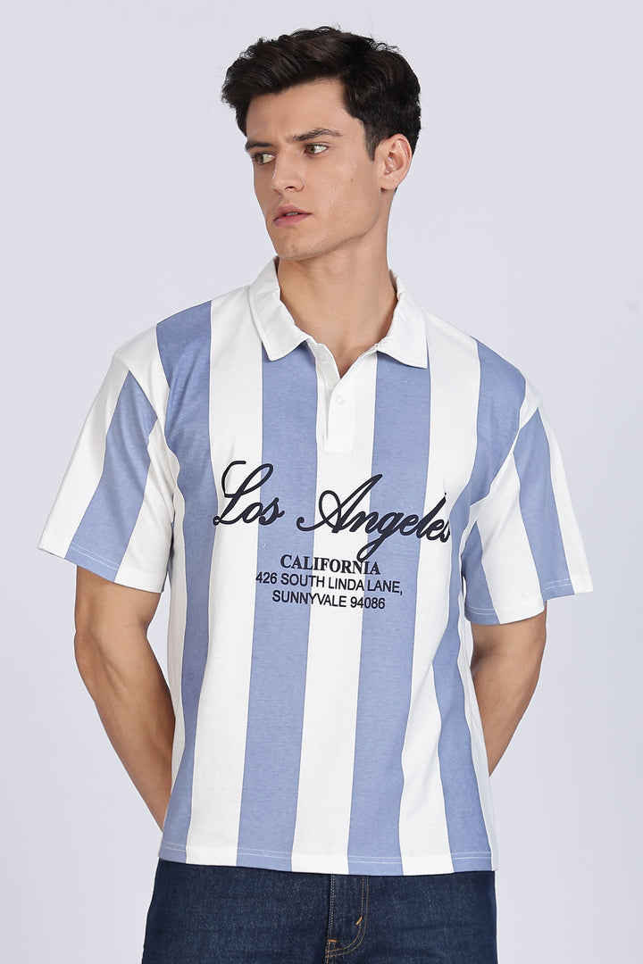 Los Angeles: Oversized Stripes Polo Shirt