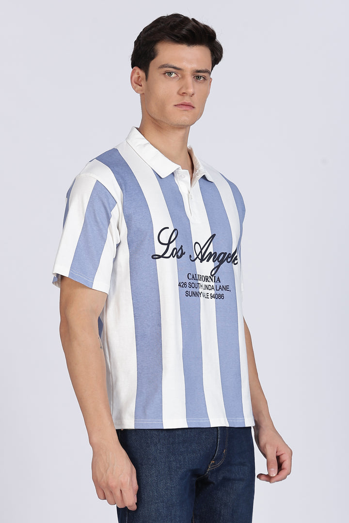 Los Angeles: Oversized Stripes Polo Shirt