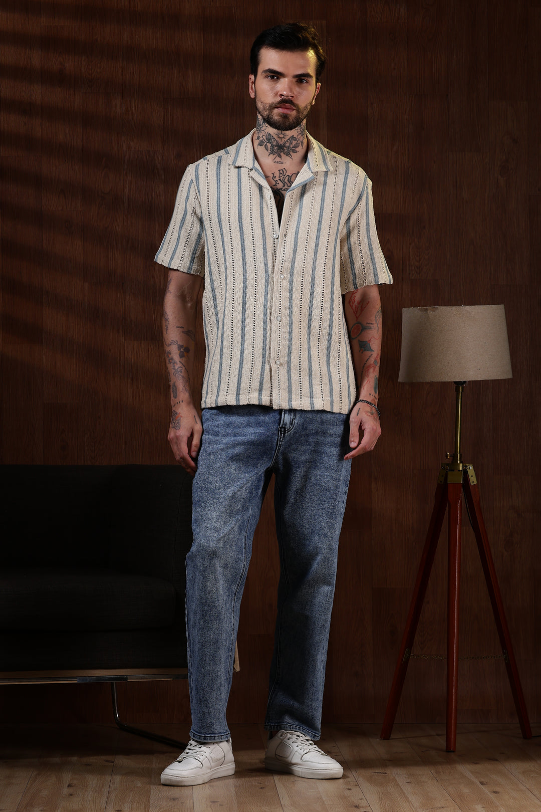 Blue Streak Crochet Shirt
