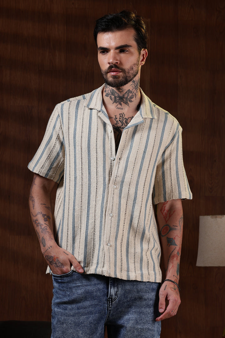 Blue Streak Crochet Shirt