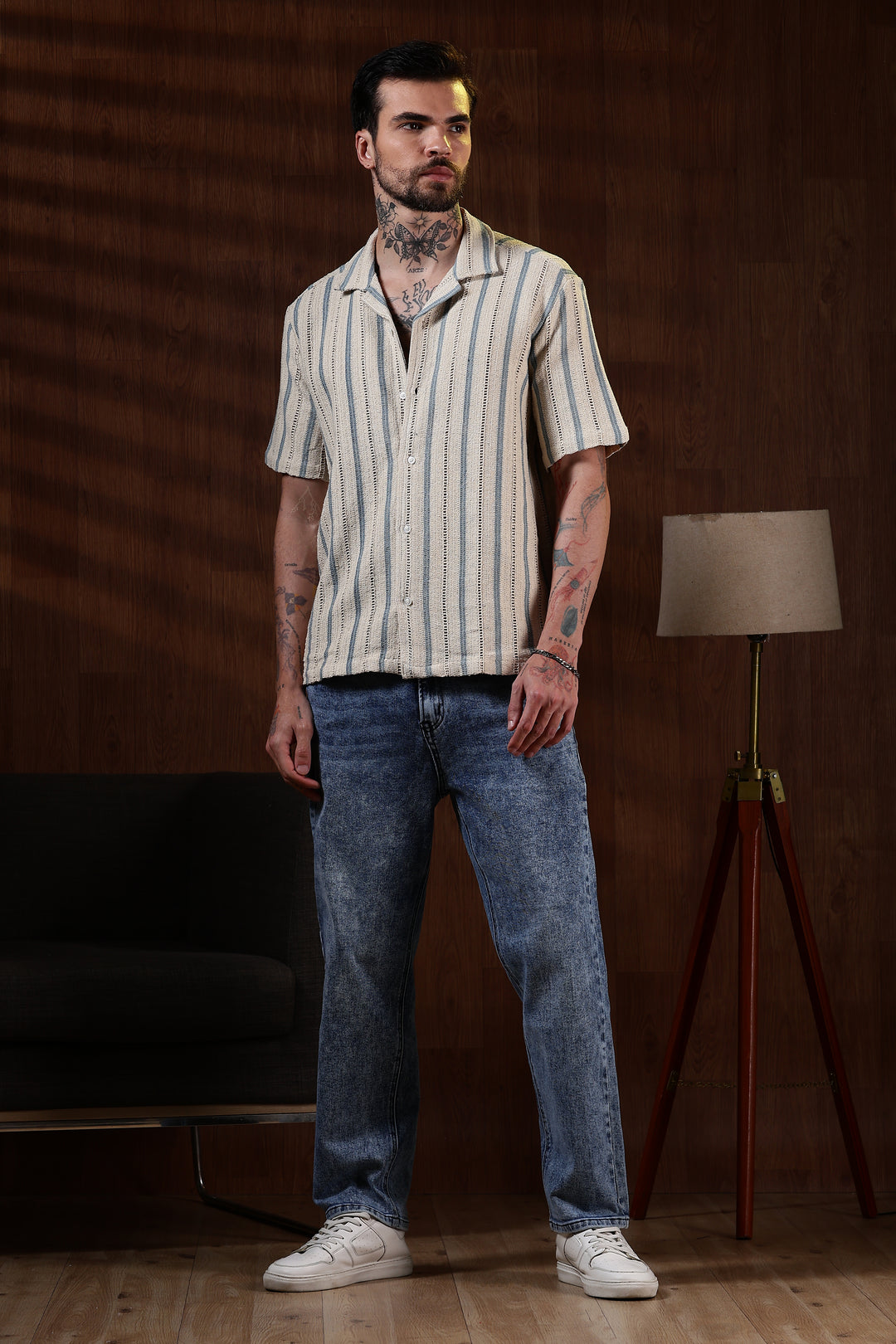 Blue Streak Crochet Shirt