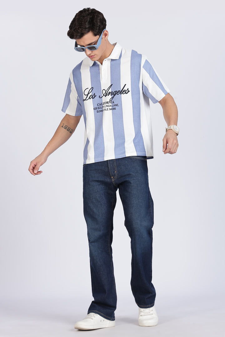 Los Angeles: Oversized Stripes Polo Shirt