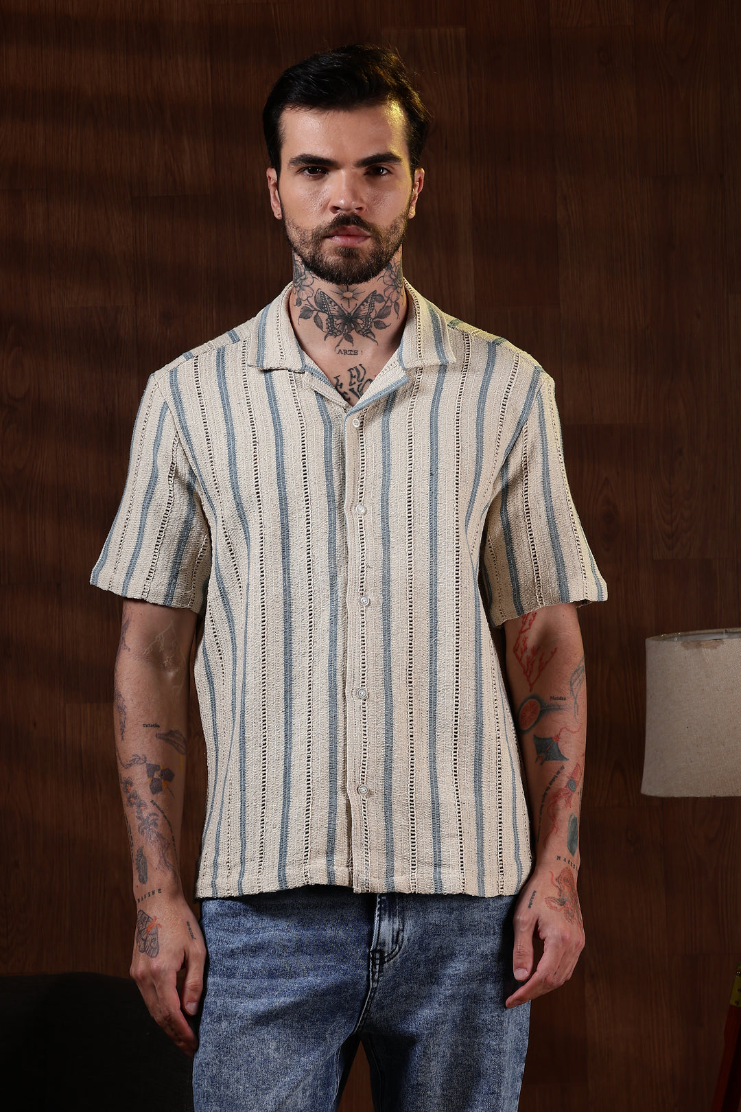 Blue Streak Crochet Shirt