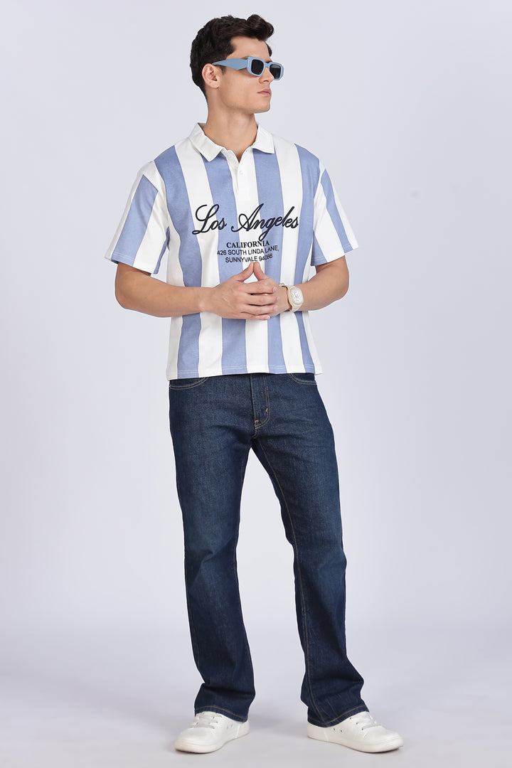 Los Angeles: Oversized Stripes Polo Shirt