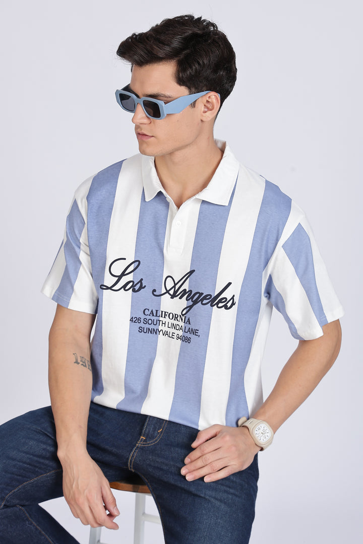Los Angeles: Oversized Stripes Polo Shirt
