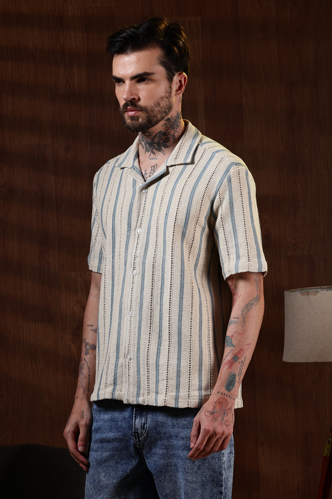 Blue Streak Crochet Shirt