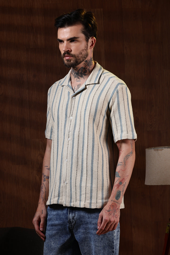 Blue Streak Crochet Shirt