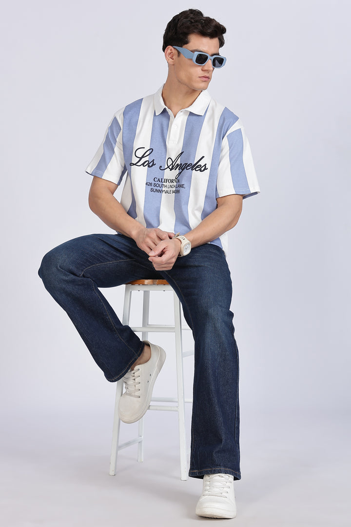 Los Angeles: Oversized Stripes Polo Shirt
