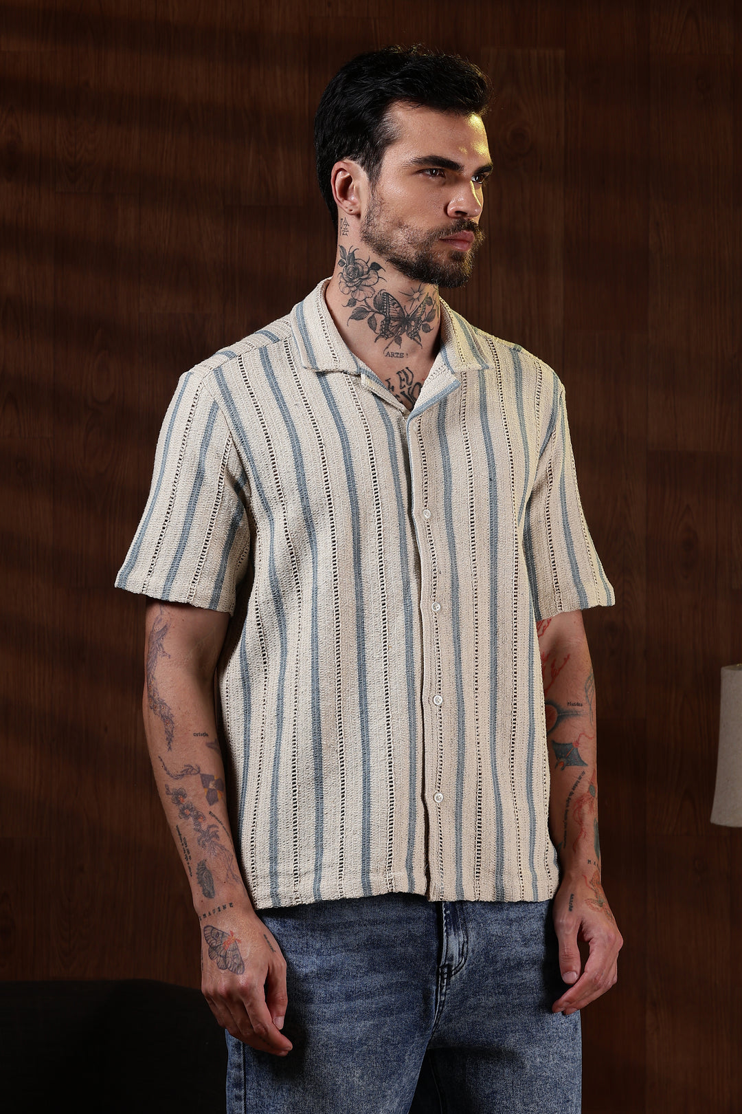 Blue Streak Crochet Shirt