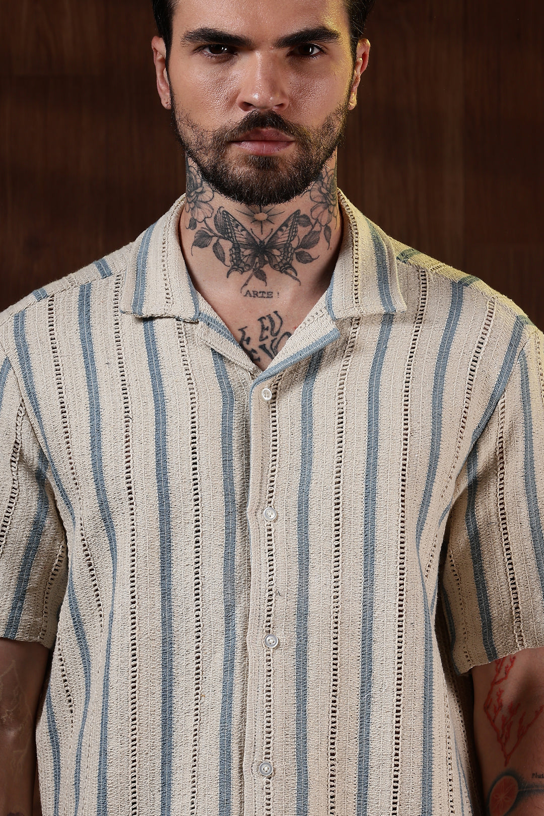 Blue Streak Crochet Shirt
