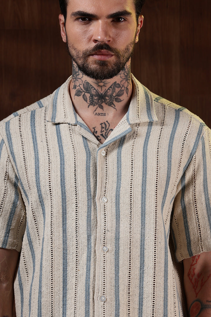 Blue Streak Crochet Shirt