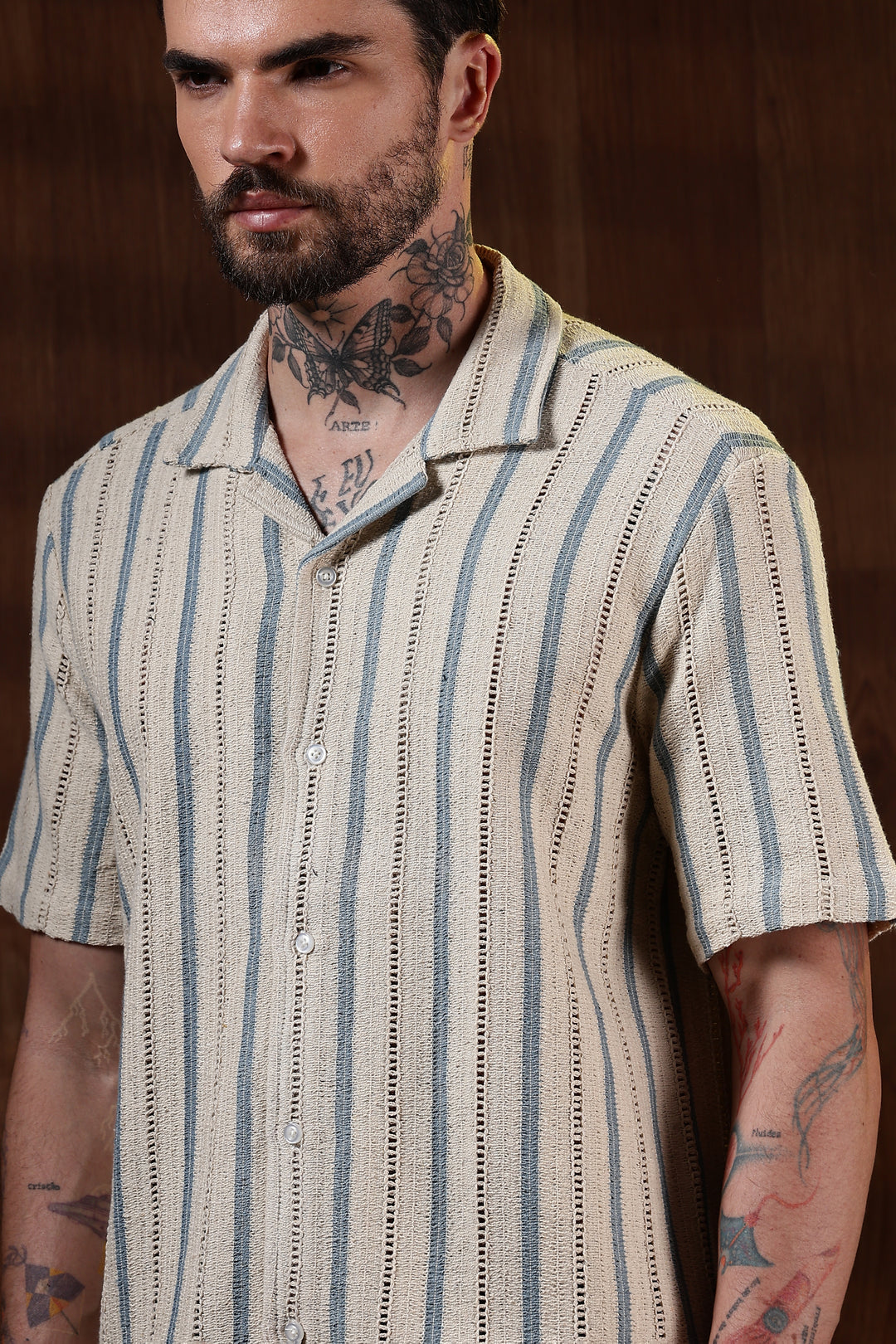 Blue Streak Crochet Shirt