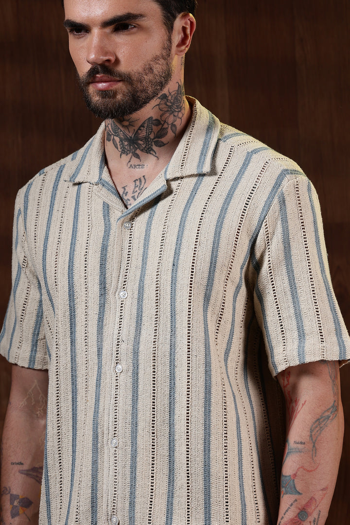 Blue Streak Crochet Shirt