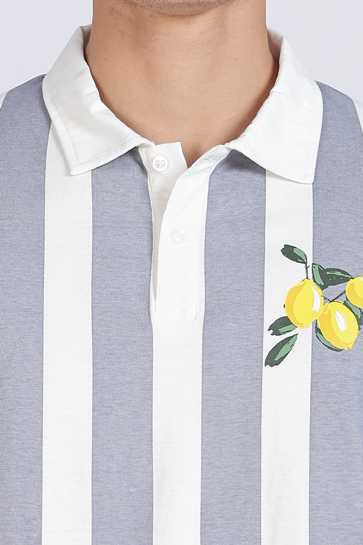 Lemon: Grey Stripes Polo Shirt
