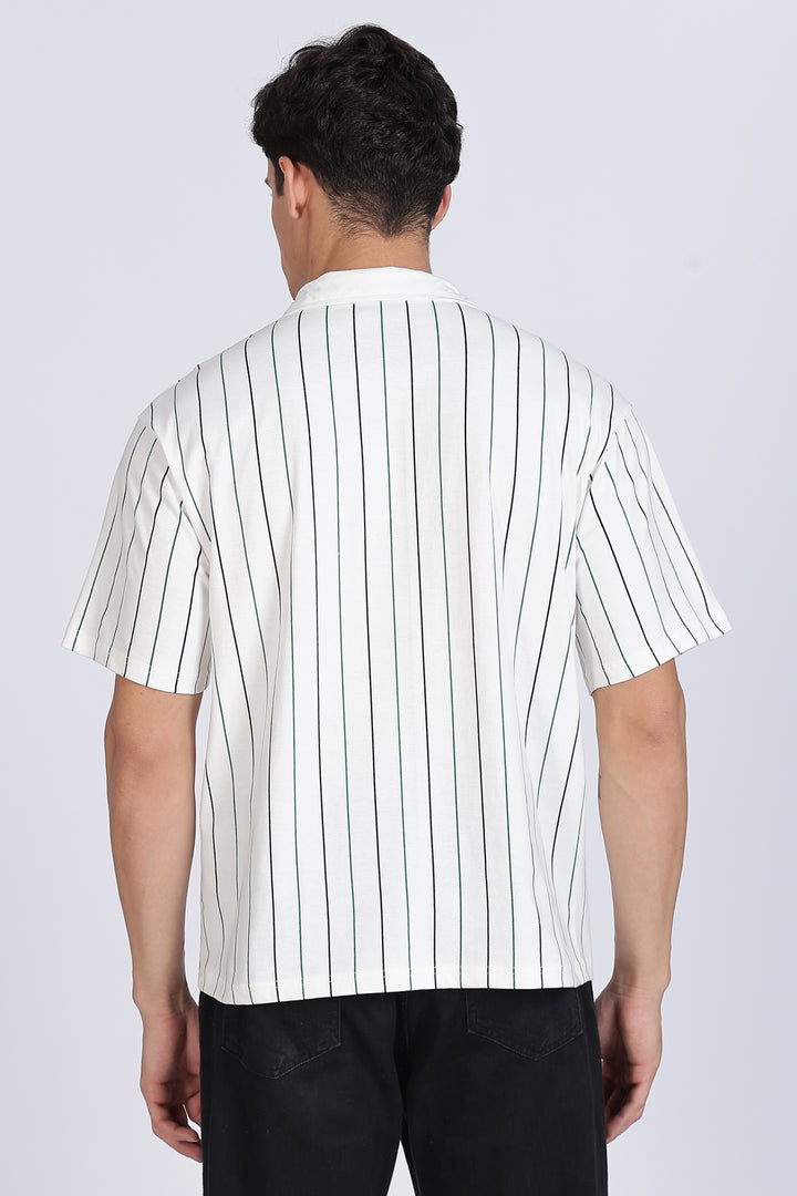 Greek Yacht: Stripes Oversized White Polo Shirt