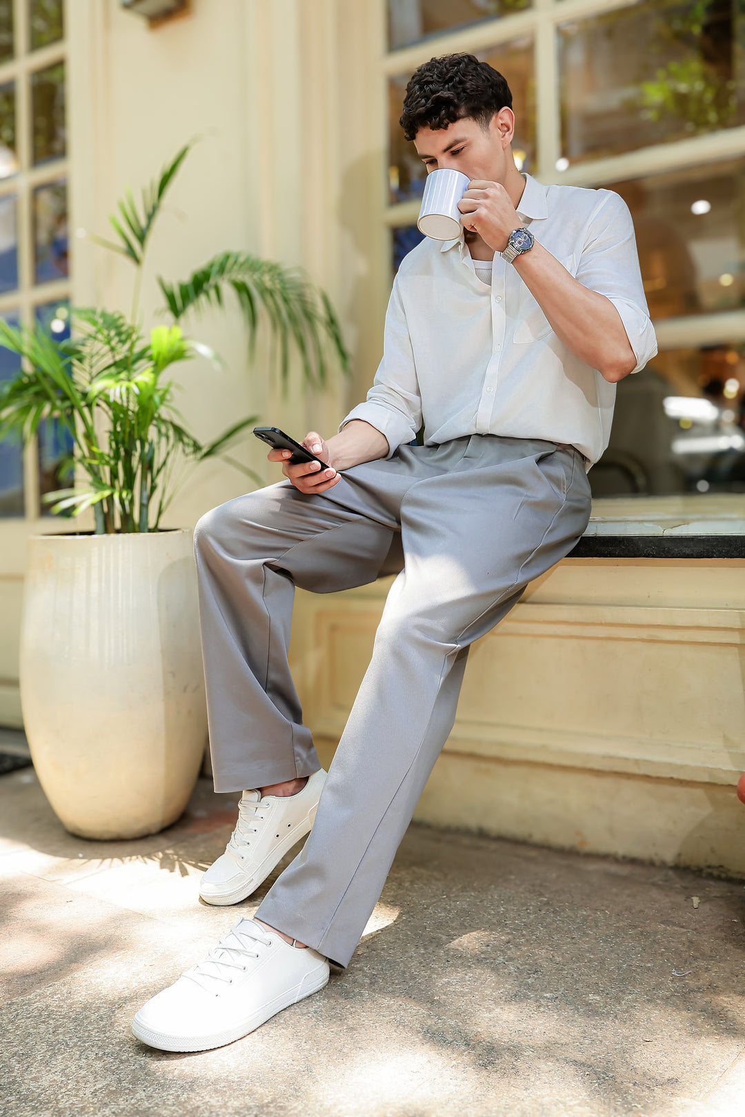 Korean Pants : Mint Grey Trousers