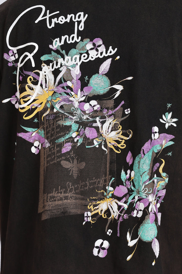 Strong and Gorgeous: Washed Black Oversized T-shirt