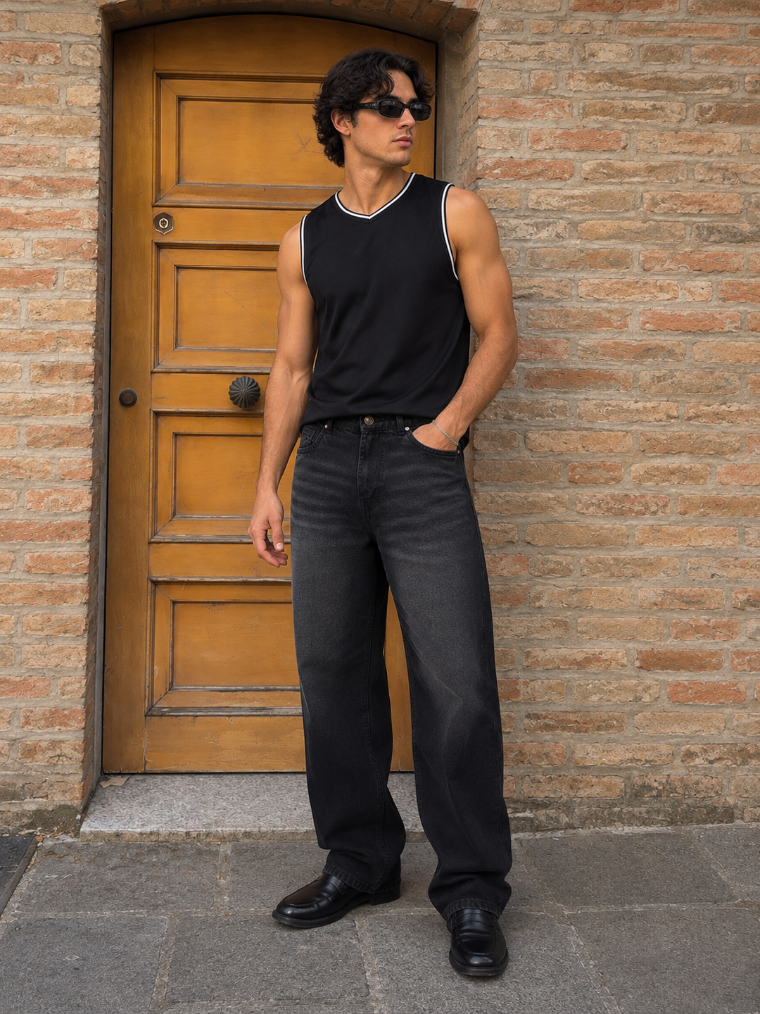 Jade Black Baggy Denim Jeans