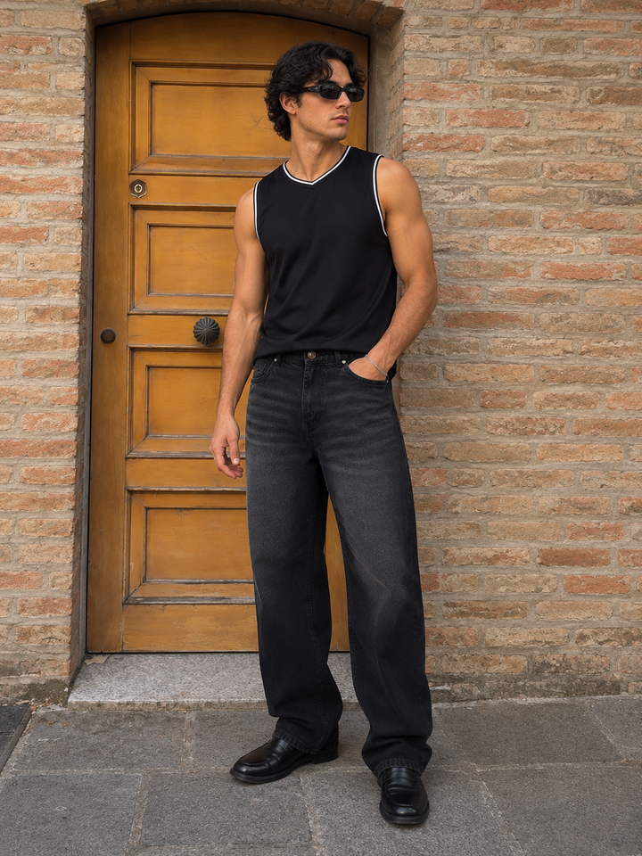 Jade Black Baggy Denim Jeans