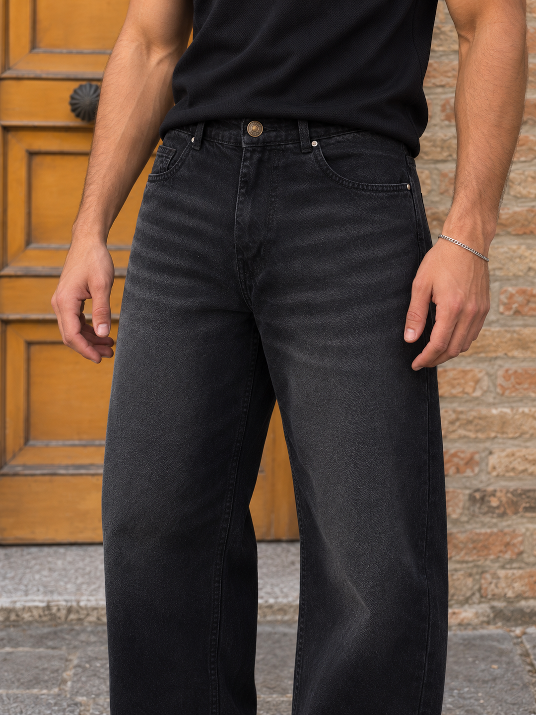 Jade Black Baggy Denim Jeans
