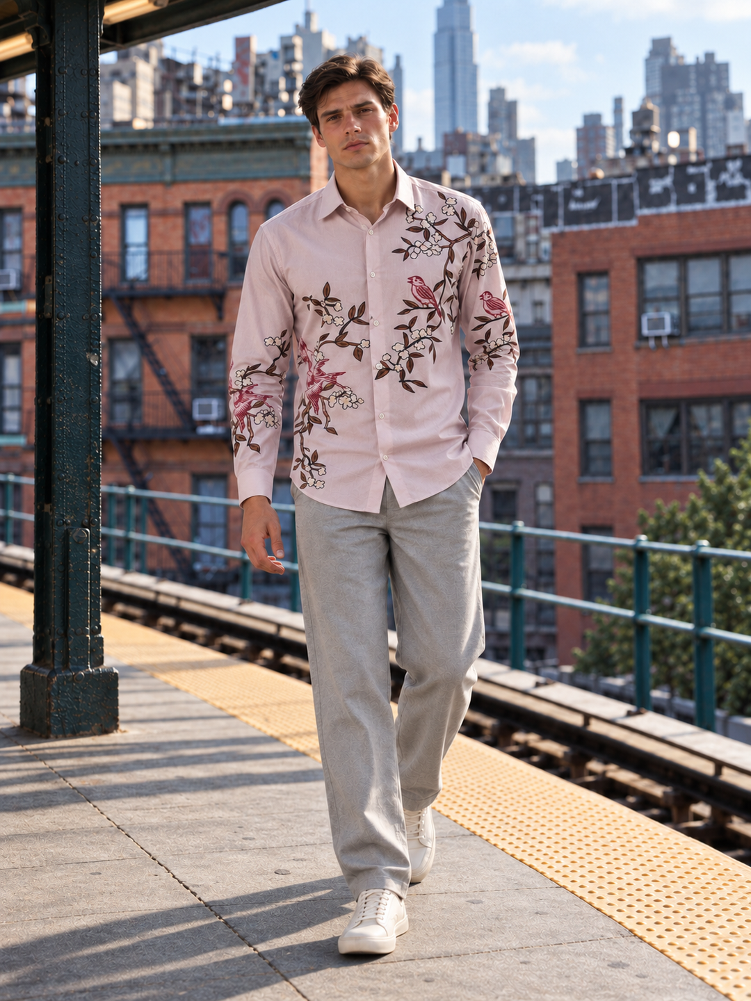 Humming Branches : Printed Cotton Shirt