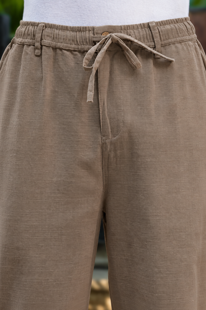 Linen : Coco Brown Baggy Trousers