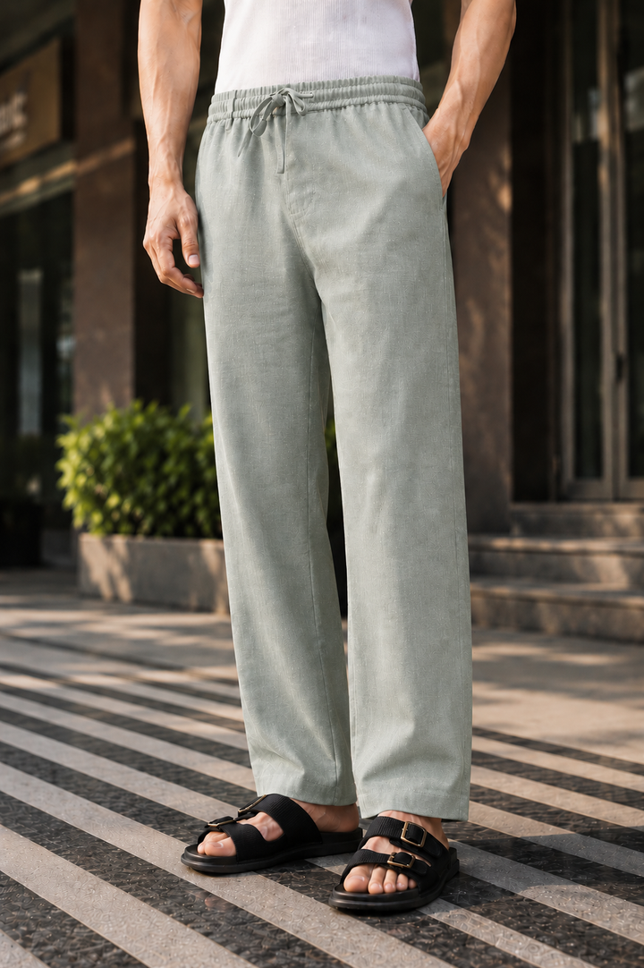 Linen : Sage Green Trousers