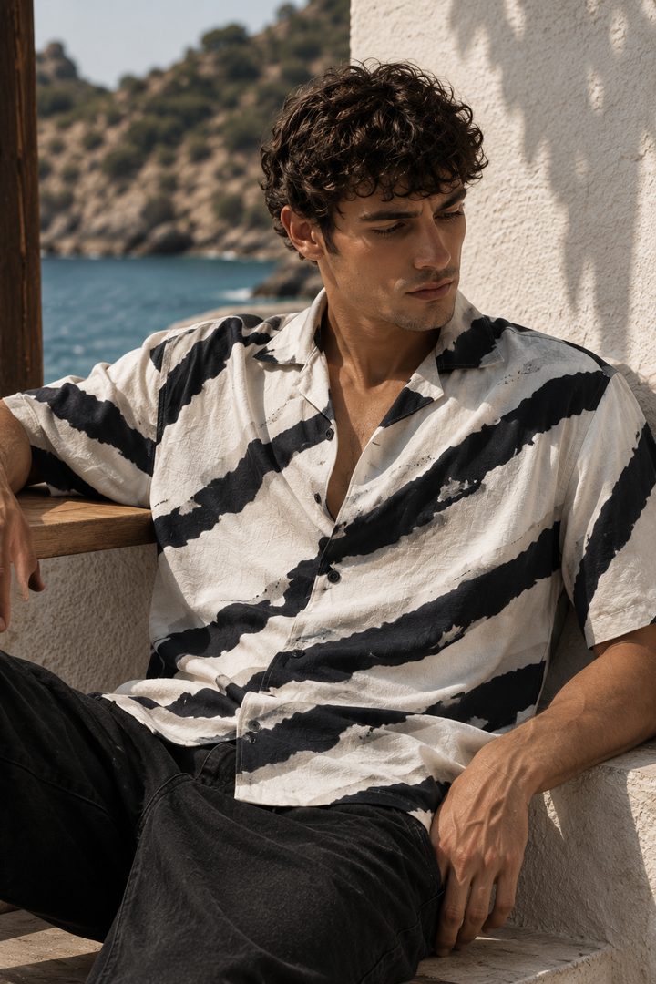 Oblique Stripes Cuban shirt