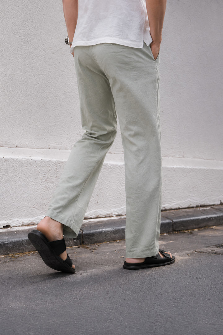 Linen : Sage Green Trousers