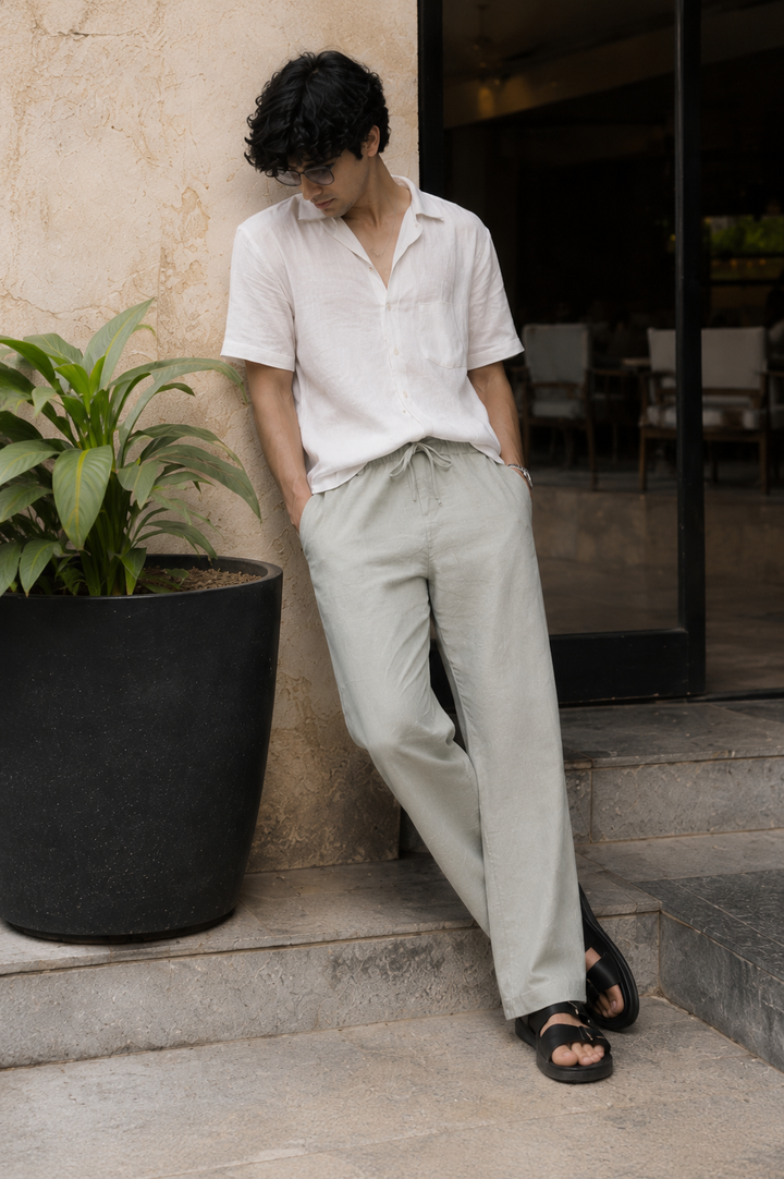 Linen : Sage Green Trousers